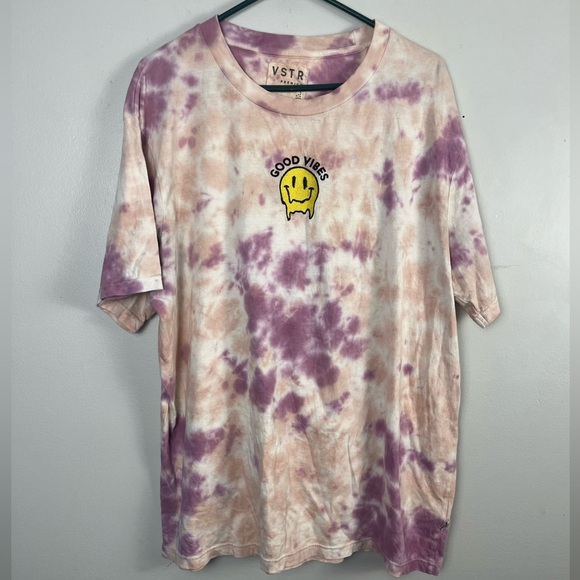 VSTR Premium purple and pink tie dye tshirt with smiley face good vibes size xl - Picture 1 of 4